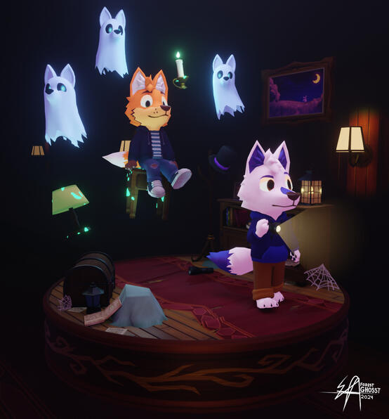 YCH : Ghost House $55 ( 1 - 2 Characters)